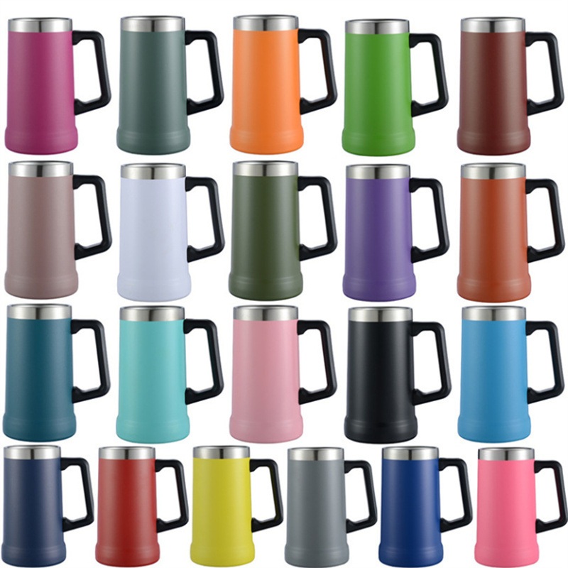 20oz 700ml Outdoor Travel Stainless Steel Beer Stein Vacuum Thermal Wine Beer Cup Mug with Handle – Beer Cup and Wine Cup price