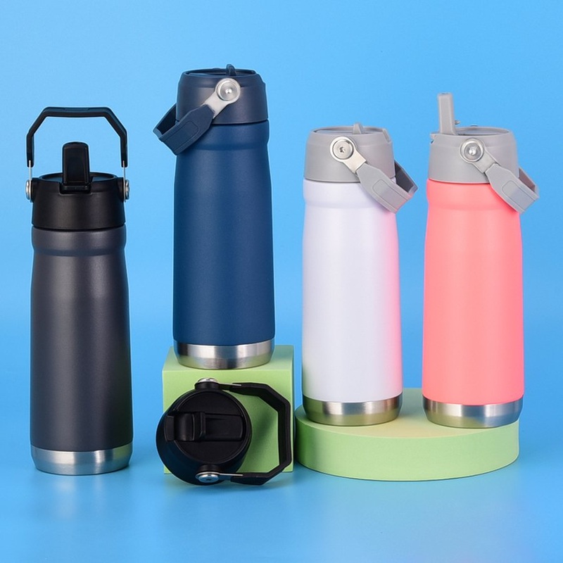 Custom Leakproof Tumbler Lid Straw Double Insulated Flip Straw Water Bottle with Handle – Bottle with Handle and Flip Straw Water Bottle price
