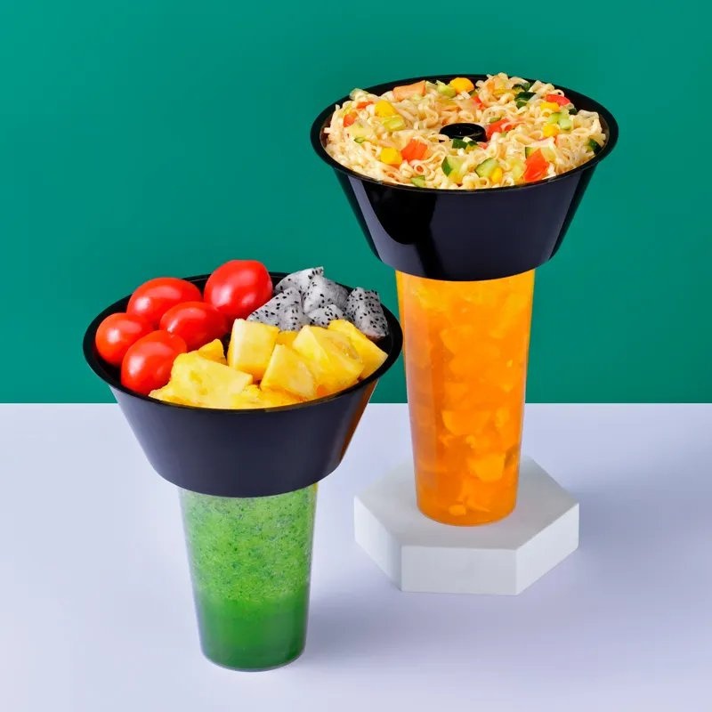 Eco-Friendly 700ml Snack Bowls and 500ml Plastic Hot Pot Cups Disposable 2 in 1 Snack Tray Holder PP Juice Cup with Logo for Fried Chicken – PP Juice Cup and Hot Pot Cups price