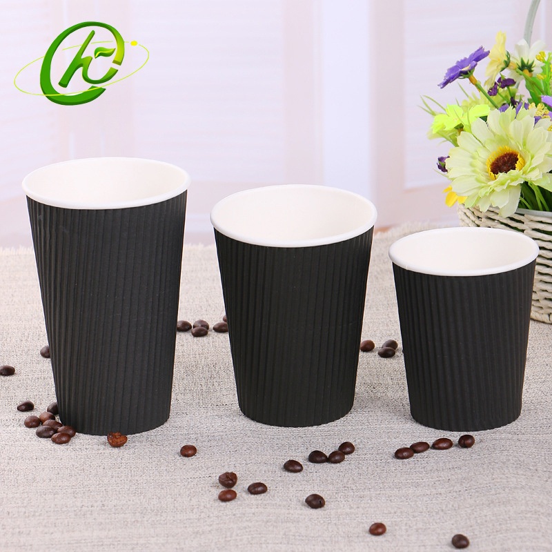 10oz Black Printing Ink Corrugated Disposable Ripple Wall Coffee Paper Cup with Lids – Custom Printed Cup and Disposable Coffee Cup price