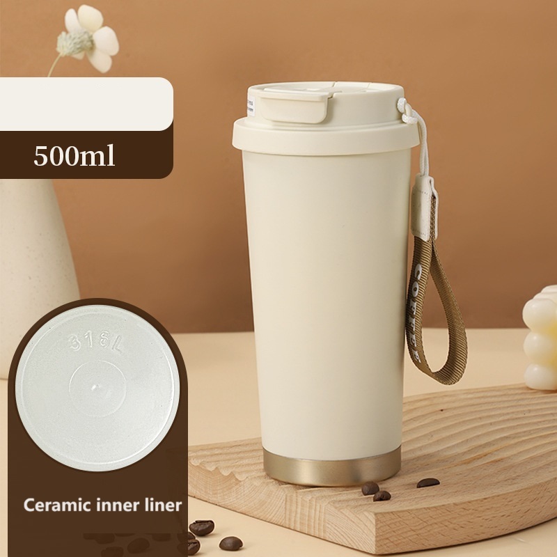500ml Stainless Steel Tumbler Hot and Cold Insulated Travel Mugs Ceramic Coffee Cup Travel Coffee Mugs with Lid – Water Bottle and Thermos price