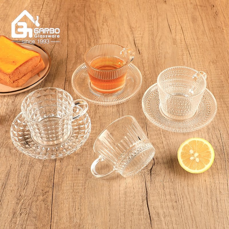 Arabic Style Tea Glass Set 150ml Tea Drinking Cup with Saucer and Handle From China Direct Factory – Tea Glass Mug and Tea Glass with Saucer price