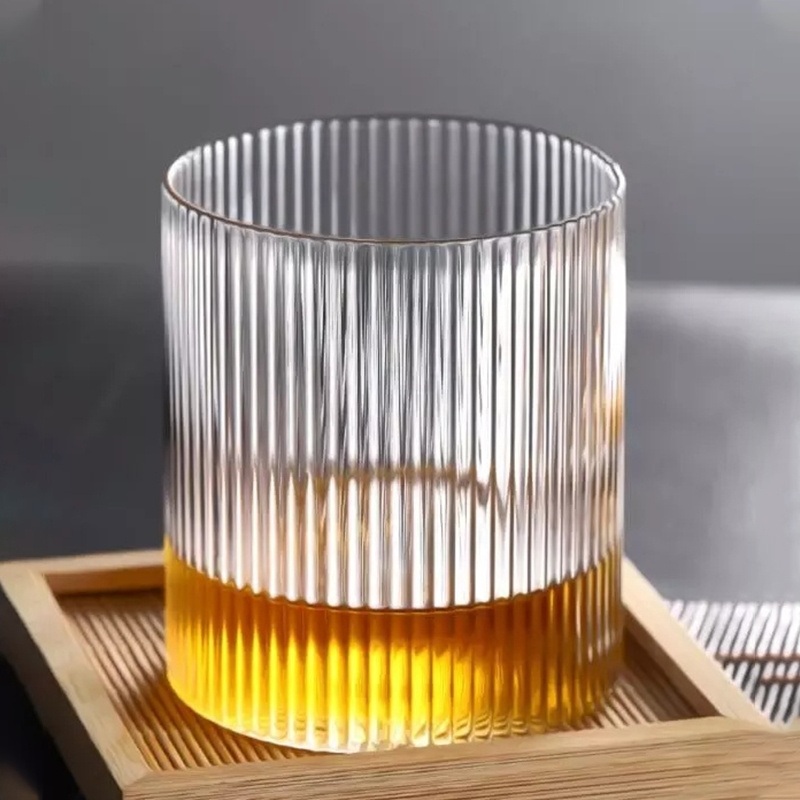 Breakfast Cup Heat-Resistant Glass Water Glass Whiskey Glass Japanese Style Ribbed Cup Vertical Stripes Wine Hot Selling Classic – Breakfast Cup and Glass Drinking Cup price