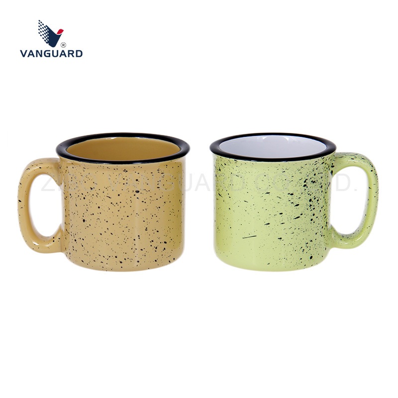 Customizable Travel Mugs Ceramic Water Mugs Camping Coffee Mugs with Black Rim – Camping Coffee Mugs and Ceramic Water Mugs price