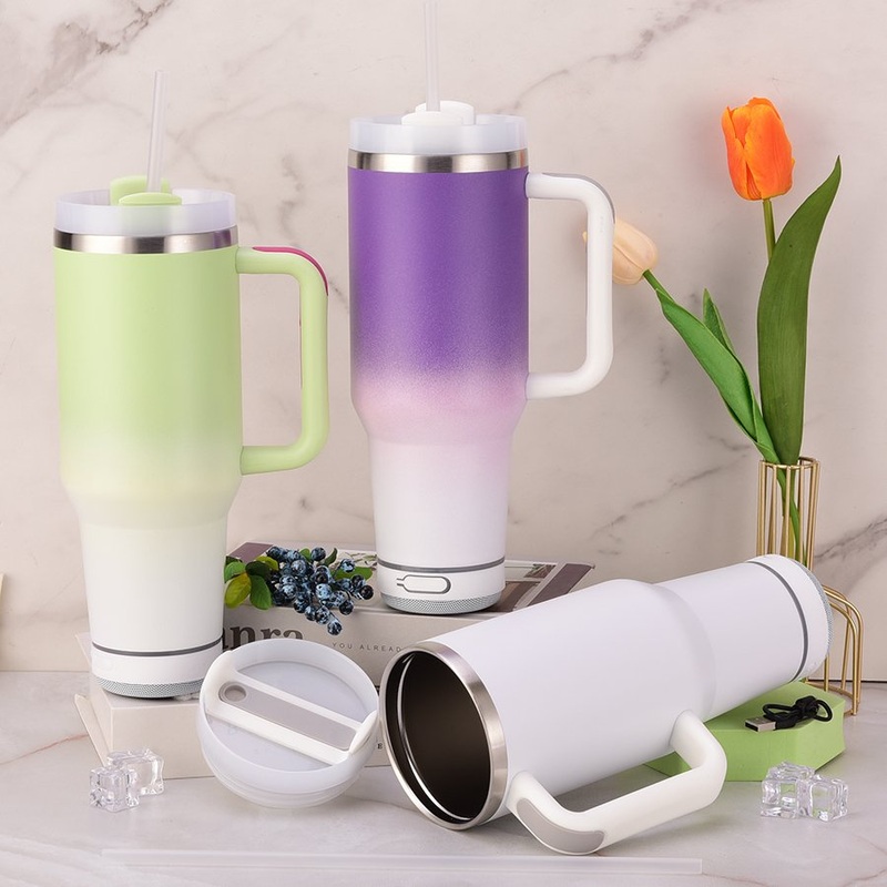 Double Wall 40oz Speaker Travel Mug Wireless Smart Music Player Tumblers Thermal Cup with Sound Box – Thermal Cup and Music Player Tumblers Cup price