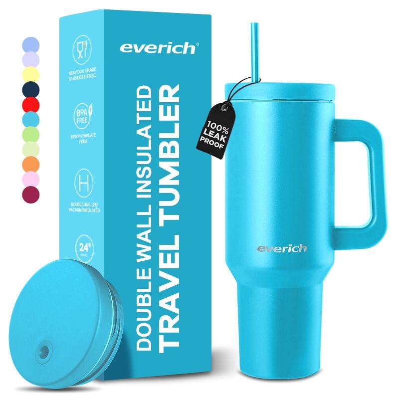 Everich Insulated Reusable Stainless Steel Water Bottle with Straw BPA Free Leak Proof 40oz Gifts for Women Men Him Her – Insulated Tumbler and Stainless Steel Bottle price