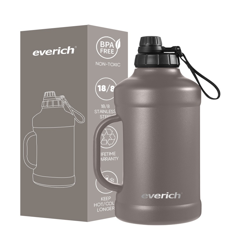 Gym Sports Bottle 64oz Double-Walled Stainless Steel Water Jug for Sports with Handle and Lid Strap – Stainless Steel Growler and Beer Growler price
