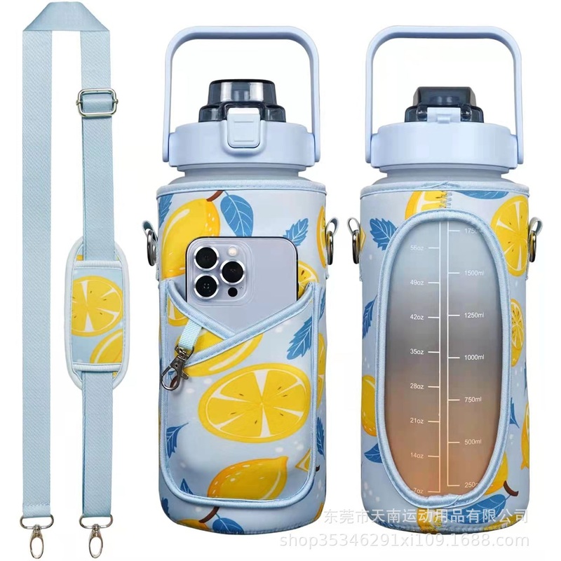 New Amazon Hot Sale Gradient Large Capacity Frosted Water Bottle Straw Portable Outdoor Sports Bottle with Sleeve – Water Bottle and Bottle price