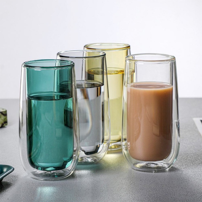Borosilicate Double Wall Glass Tumbler Colored Coffee Mug Drinking Water Glass Cup – Glass Cup and Tumbler price