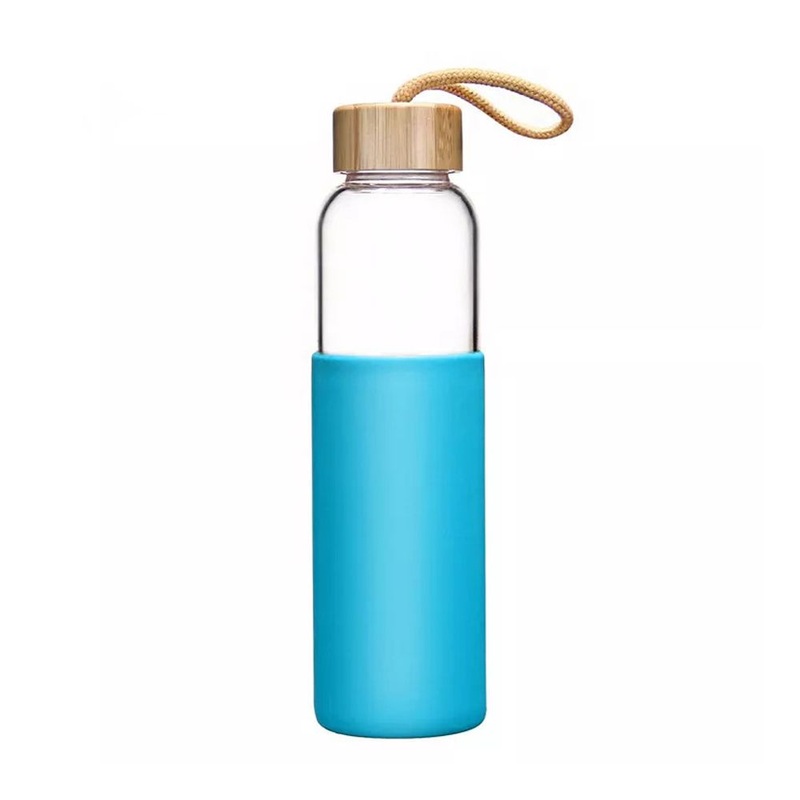 Custom Logo Sports Durable Bamboo Lid Heat Resistant Borosilicate Glass Water Bottle 550ml 500ml – Glass and Glass Container price