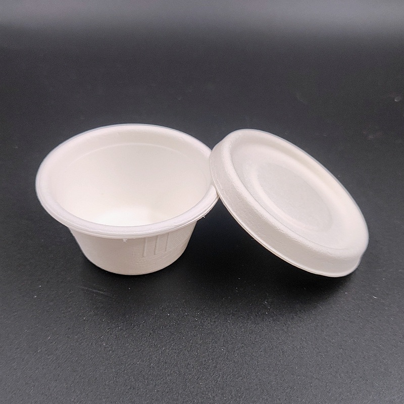 Disposable 2oz 62mm Small Sugarcane Bagasse Containers Mini Dipping Portion Sauce Cup with Lid – Mini Sauce Cup and Dipping Sauce Cup with Lid price
