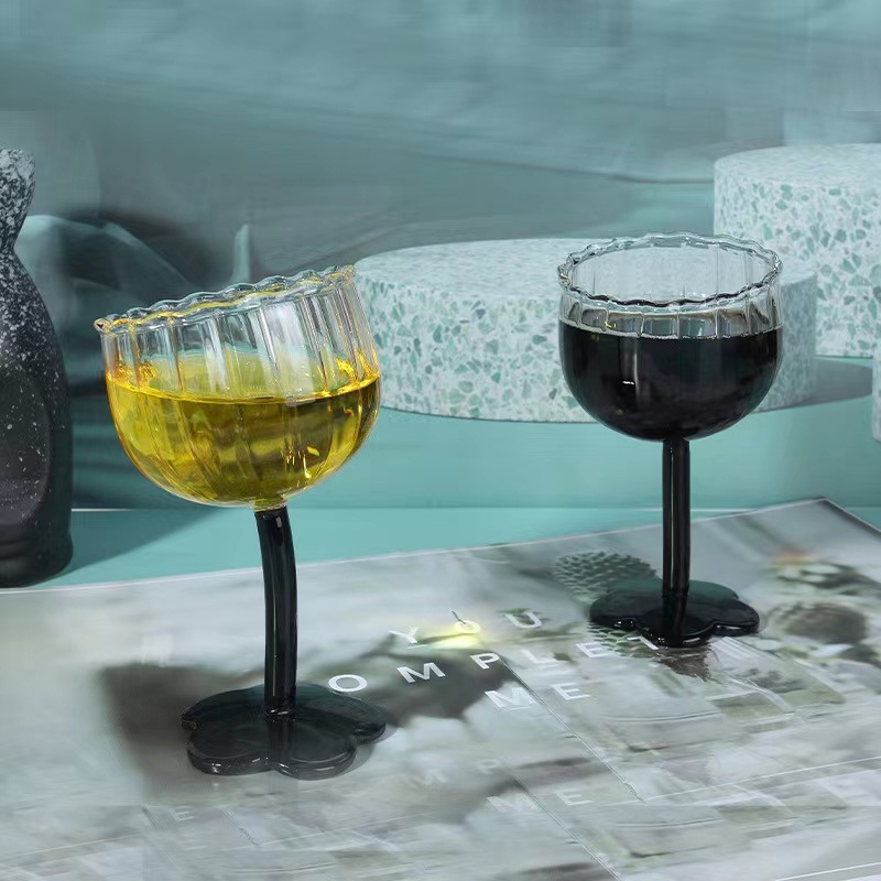 Elegant Vintage Black Flower Glass Goblet for Wine Enthusiasts – Vintage Glass Goblet and Black Flower Goblet price
