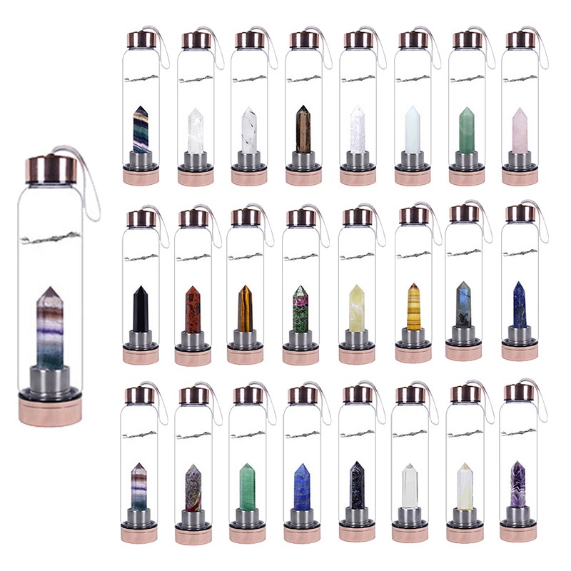 Wholesale Natural Gemstone Drink Healing Stones Infused Crystal Glass Water Bottle – Rhinestone Water Bottle and Crystal Water Bottle price