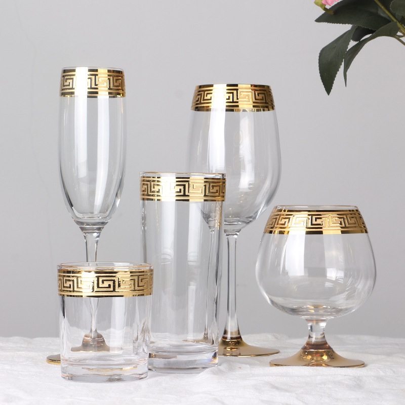 Gold Pattern High Transparency Crystal Customized Glass Wine Cup Glass Goblet – Goblet and China Glass Cup Factory price
