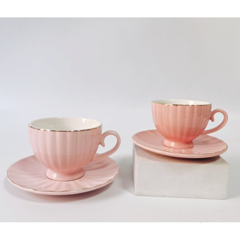 Manufacturer Ins Color Glaze Simple Gold Line Elegant European Style Ceramic Coffee Cups and Saucer Set 90ml 200ml for Coffee Lover – Coffee Cup and Coffee Gift price