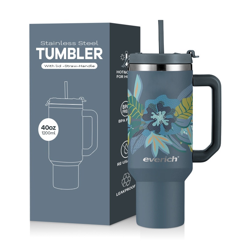 Straw Tumbler with Handle 40oz Flip up Straw Leak Resistant Water Bottle Insulated Stainless Steel BPA-Free – Tumbler and Stainless Steel Tumbler price