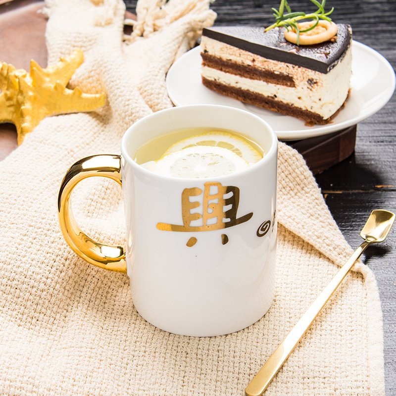 Wholesale 350ml Gold Print Ceramic Mugs Custom Decal Designs – White Porcelain Mug and Wholesale Ceramic Items price