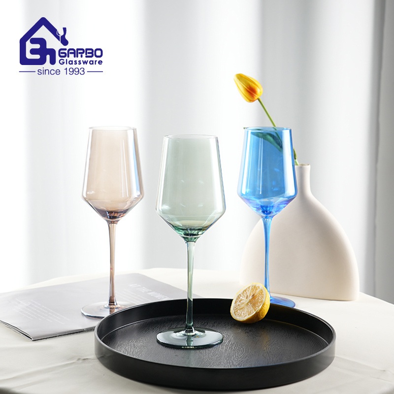 Wholesale High-End Spray Color Glass Goblet with Ion-Plating Hand-Blown Glass Stemware – Glass Goblet and Crystal Goblet price