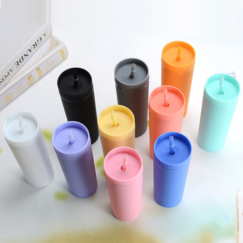 Wholesale Solid Colour Double-Layer Plastic Water Cup Large Capacity Straw Mugs – Plastic Bottle and Pet Bottle price