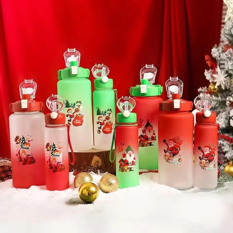 Christmas Series New Water Cup 3-Piece Gradient Color Promotional Gift Bottle – Water Cup and Sports price
