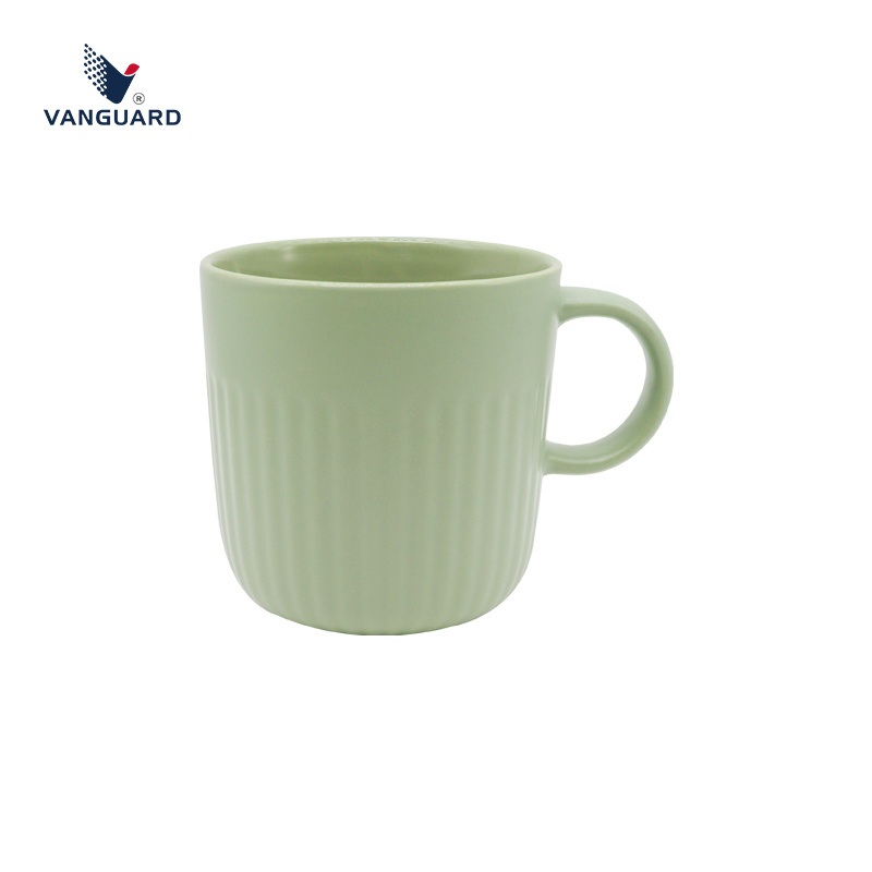 Colorful Embossed Stripe Design Unique Ring Handle Ceramic Cylinder Coffee Mug – Ceramic Coffee Mug and Ceramic Cylinder Mug price