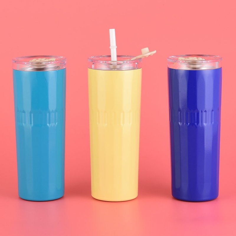 Custom Logo Party 500 Ml Fancy Straight Thermal Cup Metal Coffee Tumbler with Lid and Straw – Metal Coffee Tumbler and Straight Thermal Cup price