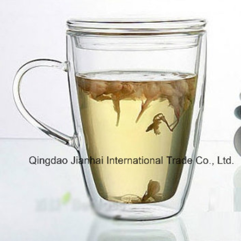 Hot Sale Clear Glass Double Wall Mug with Glass Cover – Glass Bottle and Glass Jar price