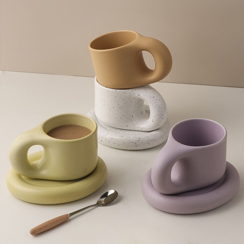 Nordic Ins Style Pangpang Fat Mug Creative Novelty Cup and Saucer Coffee Mug Ceramic – Cup and Coffee Cup price