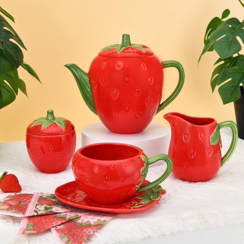 Simulated Strawberry Porcelain Teapot Coffee Cup & Saucer Ceramic Tea Set – Tea Set and Ceramic Tea Set price