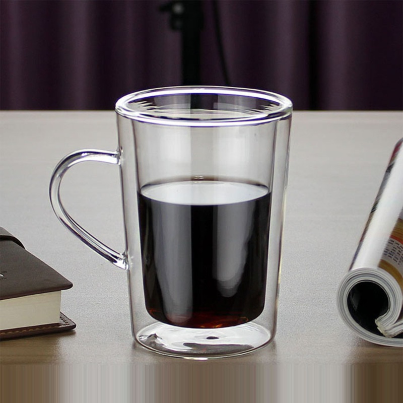 Wholesale Drinking Glasses Durable Clear Heat Resistant Double-Wall Glass Coffee Mug for Home Office Double Layer Tumbler – Glass Coffee Mug and Glass Cup price