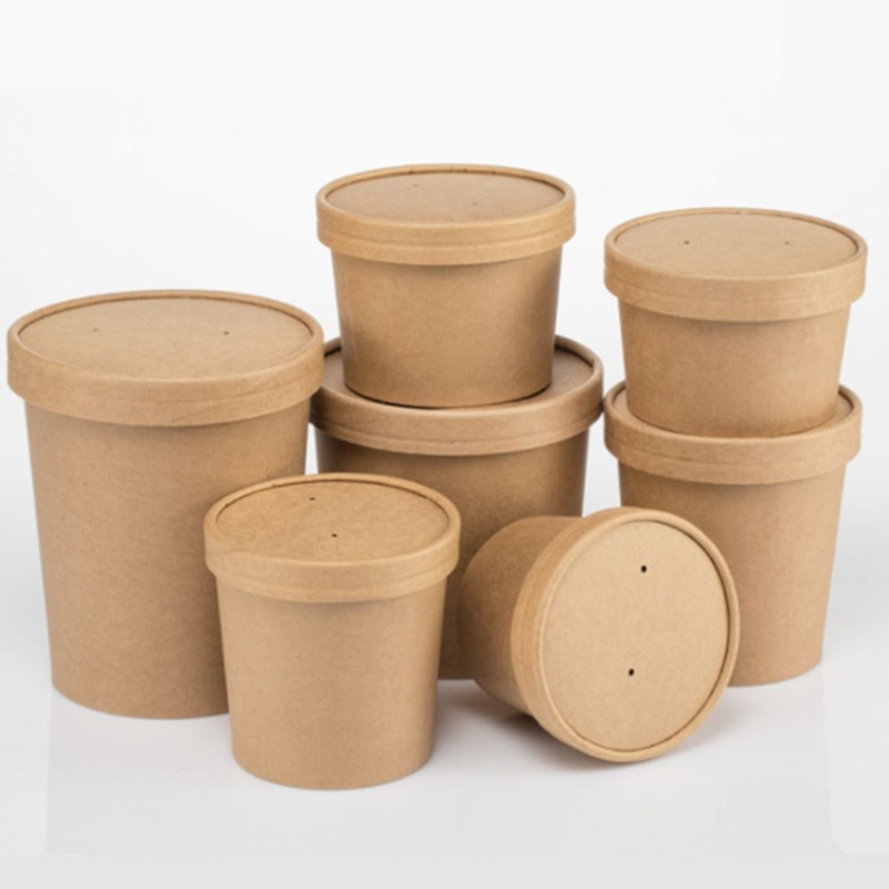 100% Natural Disposable Paper Tableware 101mm High Kraft Paper Single Wall Cup Custom for Soup – Paper Tableware and Disposable Paper Soup Cup price
