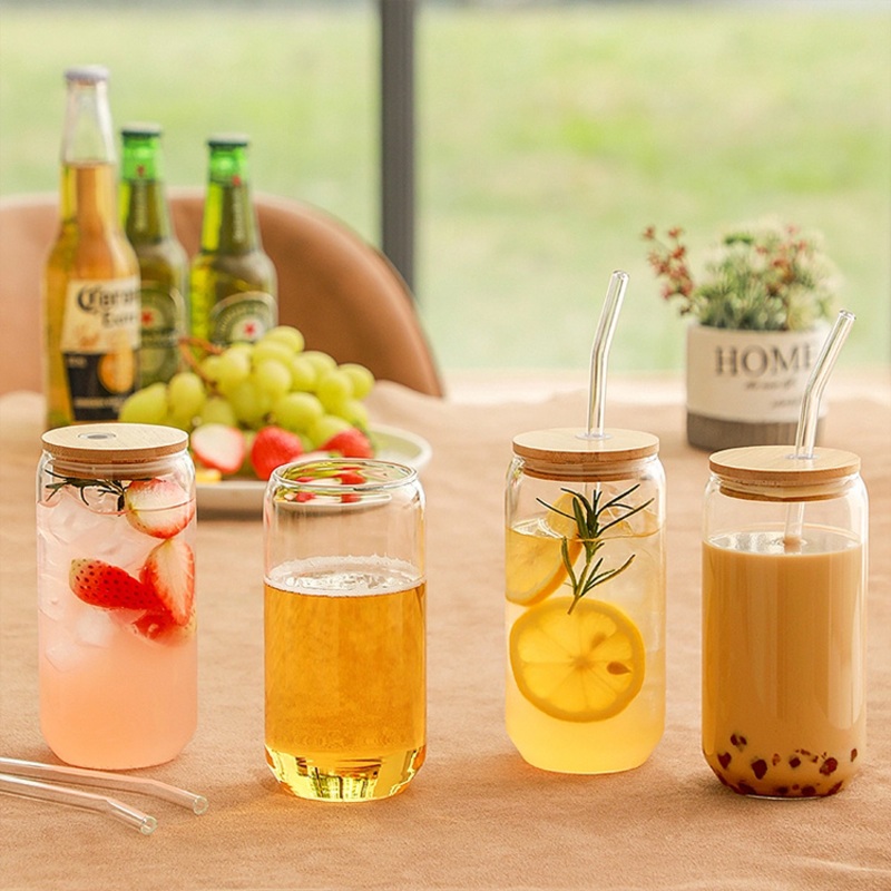 Clear Glass Beer Can Tumbler with Bamboo Lid – Sublimation Beer Can and Glasses Tumbler price