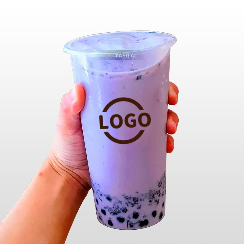 Coffee Cups Hot Drink PP Injection Thick 12oz 16oz 32oz Transparent Party Printing Cocktail Disposable Boba Plastic Cup with Lid – PP Injection Cup with Lid and Bubble Tea PP Injection Cup price