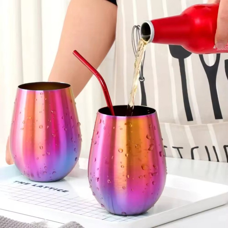 Custom Logo Metal Wine Tumblers Shot Glass 16oz 18oz Gold Copper Sliver Stainless Steel Egg Cup Stemless Wine Glass – Beer Cup and Stainless Steel Beer Cup price