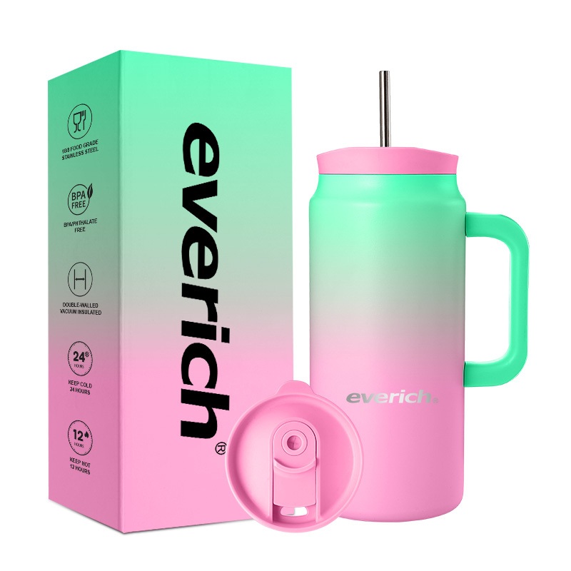 Everich 64oz Stainless Steel Insulated Tumbler with Handle and Straw Easy to SIP and Swing – Tumbler with Straw and Stainless Steel Tumblers price