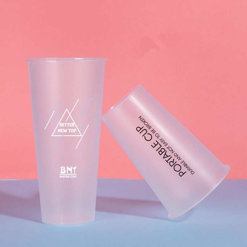 Frosted Plastic Cup 500ml Disposable Milk Tea Cold Drink Juice Packaging Frosted Cup with Lid – Bubble Tea Cups and Cup with Lid price