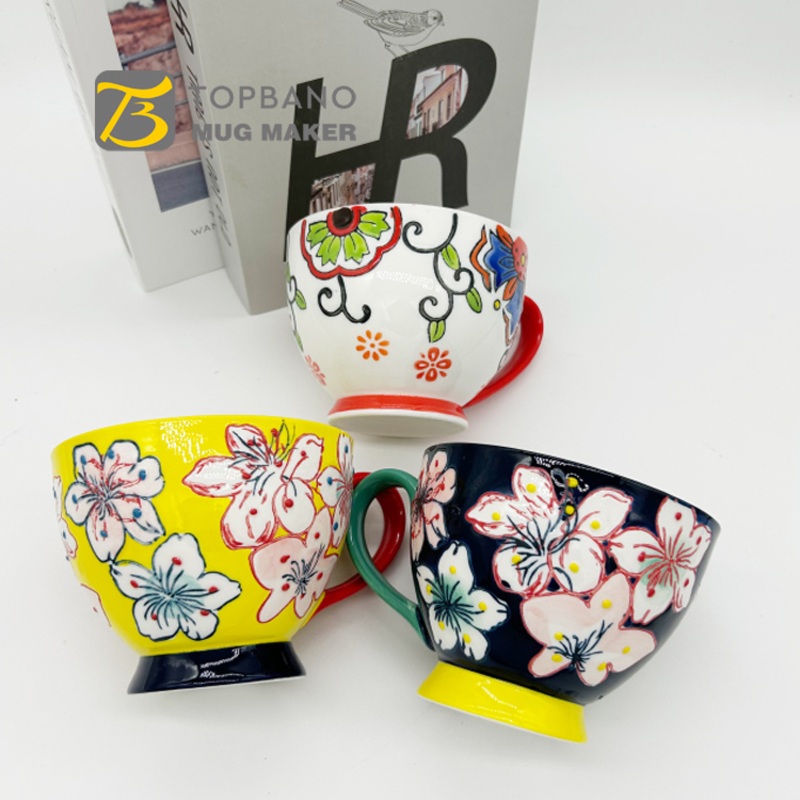 Handmade Ceramic Flower Pure Colorful Coffee Milk Cup Mugs Topbano Mug Maker – Ceramic Mug and Custom Mug price