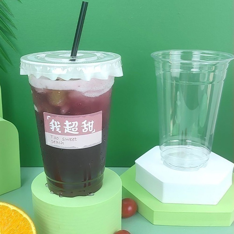 Pet Cold Cups Coffee Takeaway Plastic Cup 16oz 500ml Disposable Lemon Tea – Plastic Cup and Cold Cup price