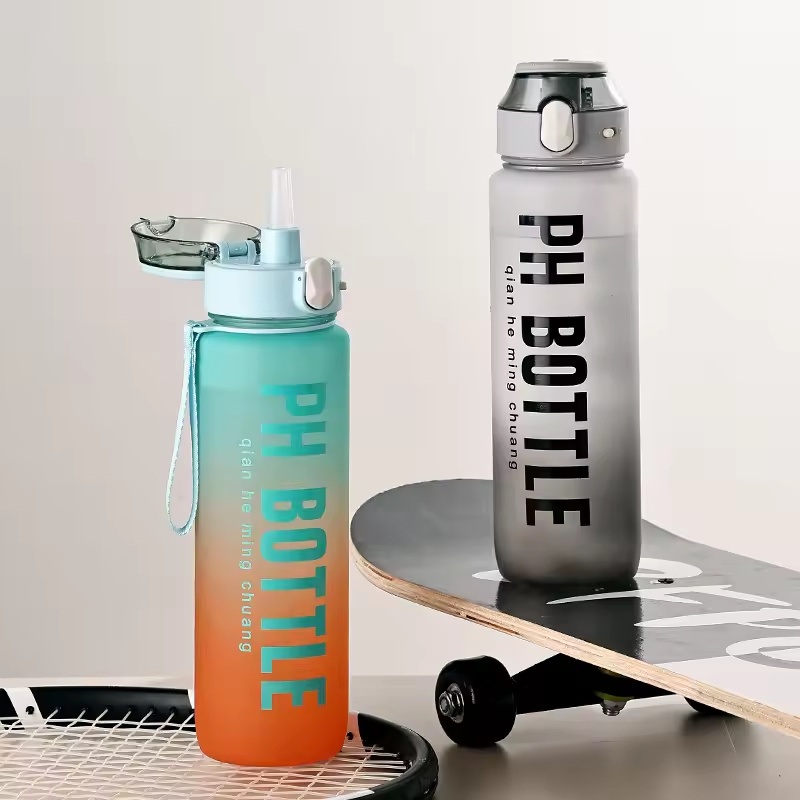 Wholesale Custom Logo 1000ml Leakproof 1L Reusable Drinking Sports Water Bottles Flip Top Lid Time Marker Plastic Water Bottle – Sports Water Bottle and Drinking Water Bottle price