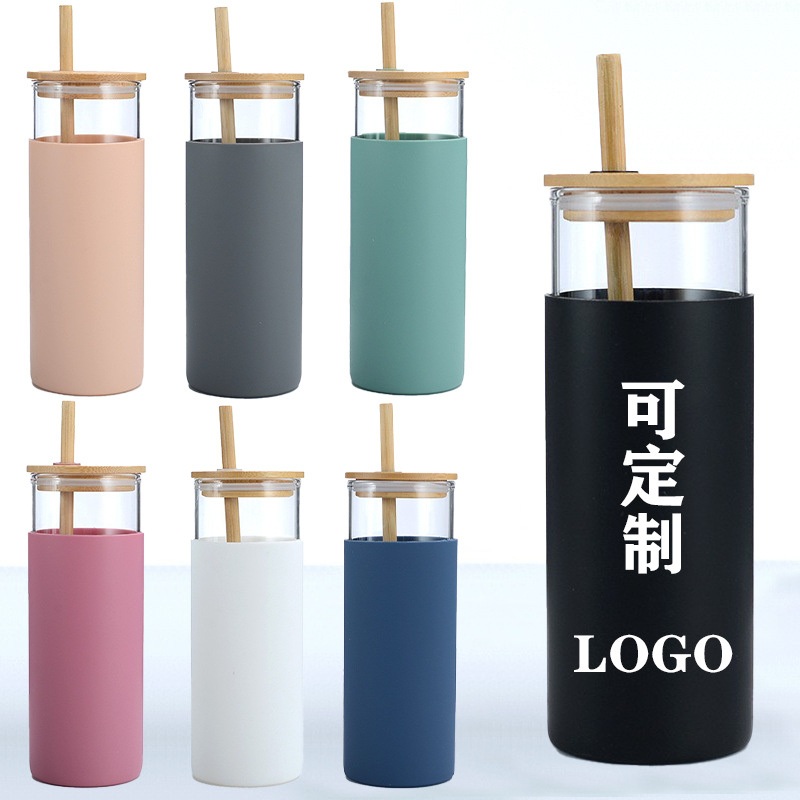 20 Oz BPA Free Glass Tumbler Glass Water Bottle Straw Silicone Protective Sleeve Bamboo Lid – Glass Water Bottle and Glass Tumbler price
