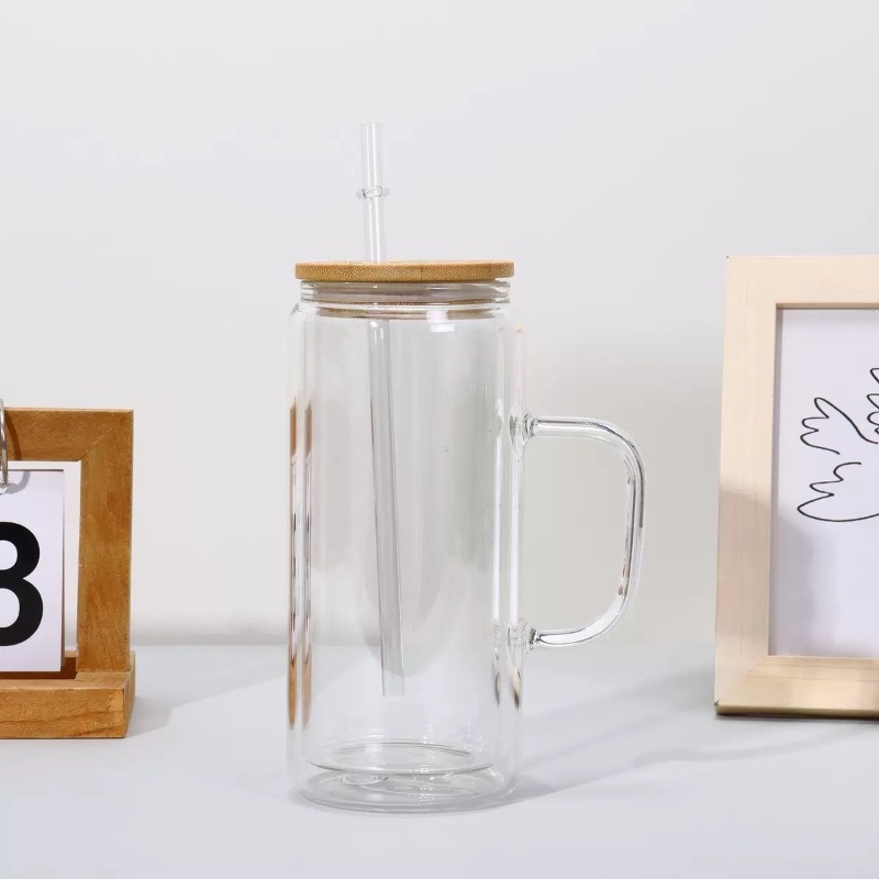 20oz Snow Globe Tumbler Clear Pre Drilled Mug Double Wall Mason Jar Tumbler with Handle – 20oz Glass Mug and Mug Double Wall price