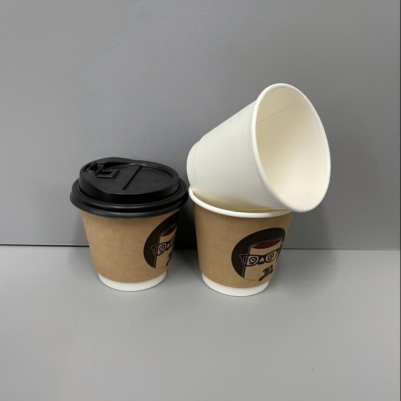 4oz 8oz 12oz Disposable Double Wall Custom Logo Black Hot Coffee Paper Cup with PS Lid – Hot Coffee Paper Cup with PS Lid and Black Hot Coffee Paper Cup price
