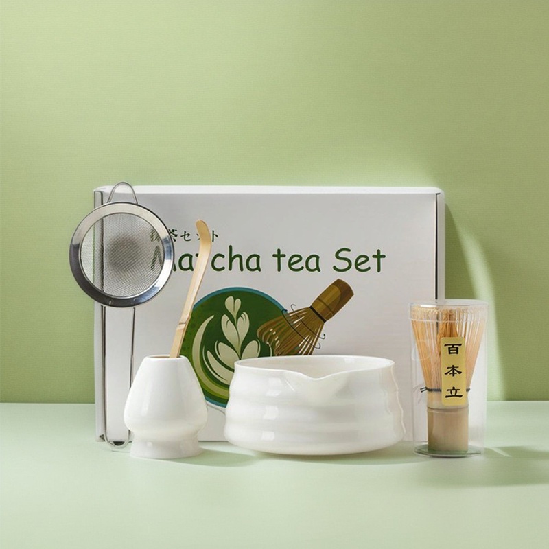 Factory Direct Sell White Ceramic Matcha Tea Making Gift Kit Tools Custom Logo Wholesale Matcha Whisk Set Ceramic Tea Set – Match Tool and Match Kit price