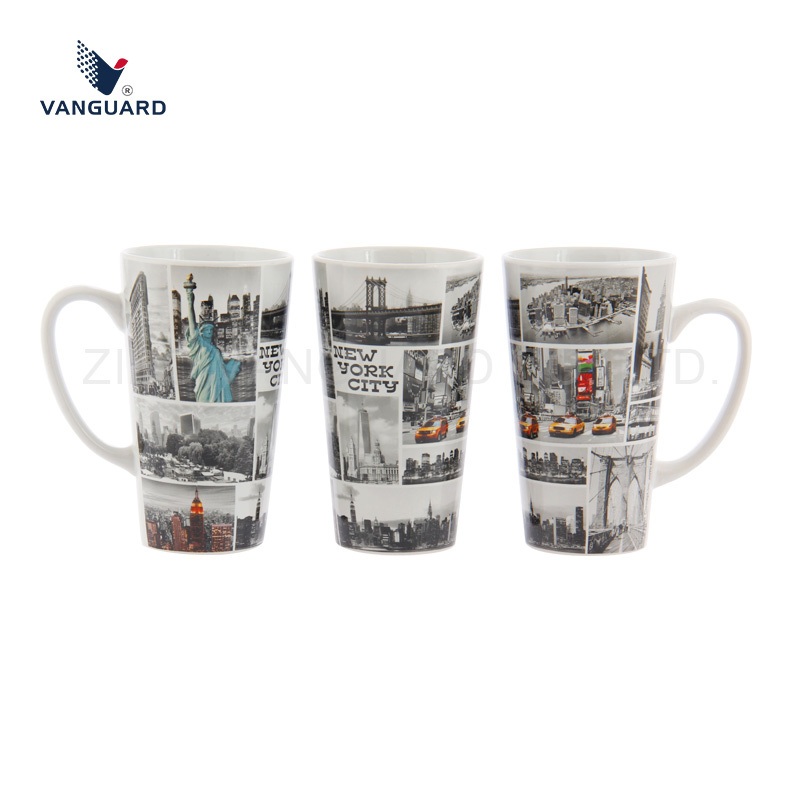 High Quality White Porcelain Mug V Shape Ceramic Coffee Mug Custom 440ml Souvenir Mug – Souvenir Mug and Souvenir Ceramic Mug price