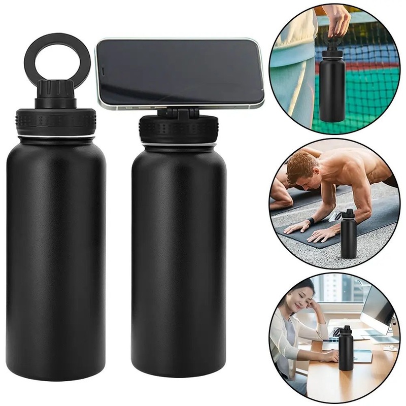 Manufacturer Custom Logo New 32oz Double Wall Vacuum Insulated Water Bottle Stainless Steel Magnetic Magsafe Magnetic Water Bottle with Phone Holder – Water Bottle with Magnetic and Bottle with Magnetic Tripod price