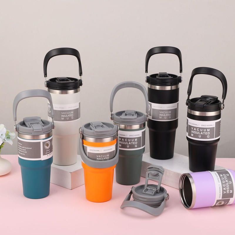 Personalized Custom 20oz Double Wall Vacuum Metal Coffee Cups Insulated Mugs Stainless Steel 30oz Tumbler with Handle Straw Lid – Tumbler and Stainless Steel Tumbler price