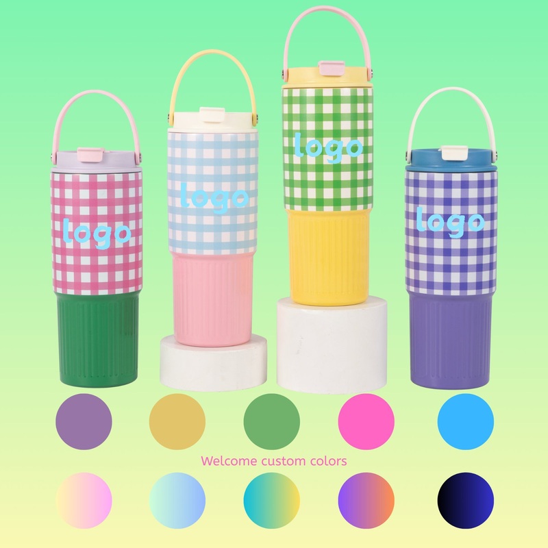 Plaid Design Hot Selling Insulated Travel Mug Portable Thermal Waterbottle Coffee Cup Stainless Steel 30oz Tumbler with Handle – 30oz Tumbler and Insulated Car Tumblers price