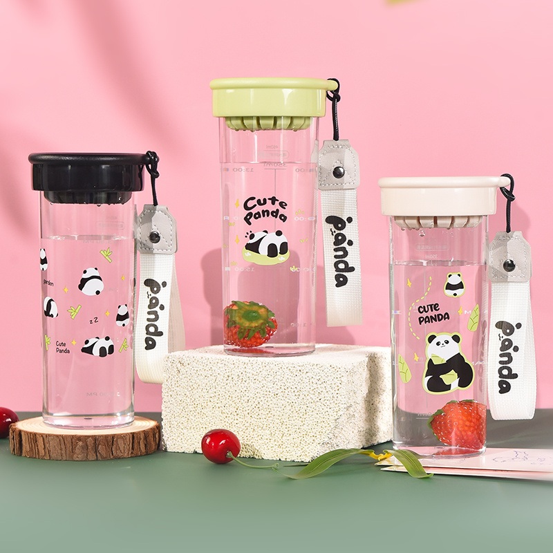 2024 New Panda Cute Plastic Water Bottle Mug Cup with Cover and String – Water Bottle and Sprot Water Bottle price