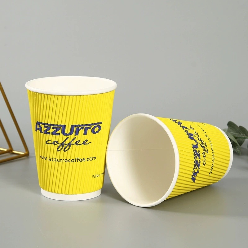 12oz Biodegradable Blue Corrugated Disposable Ripple Wall Paper Coffee Cup – Degradable Ripple PLA Glass and Composatble Ripple PLA Mug price