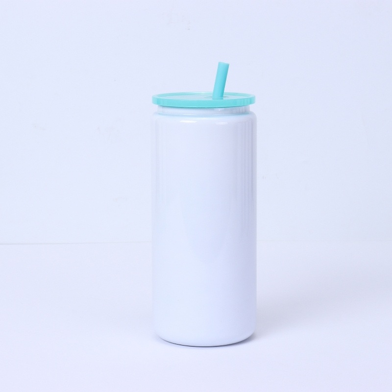 16oz Sublimation Mason Cup Stainless Steel Tumbler with Colored Lid Colored Plastic Straw Vacuum Mug – Custom Insulated Car Tumbler and Vacuum Stainless Steel Tumbler price